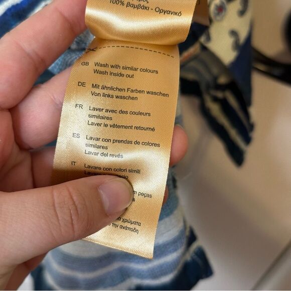 Scotch & Soda Navy Blue Creme Patchwork Printed Camp Button Down Shirt XL Indie - Picture 12 of 12